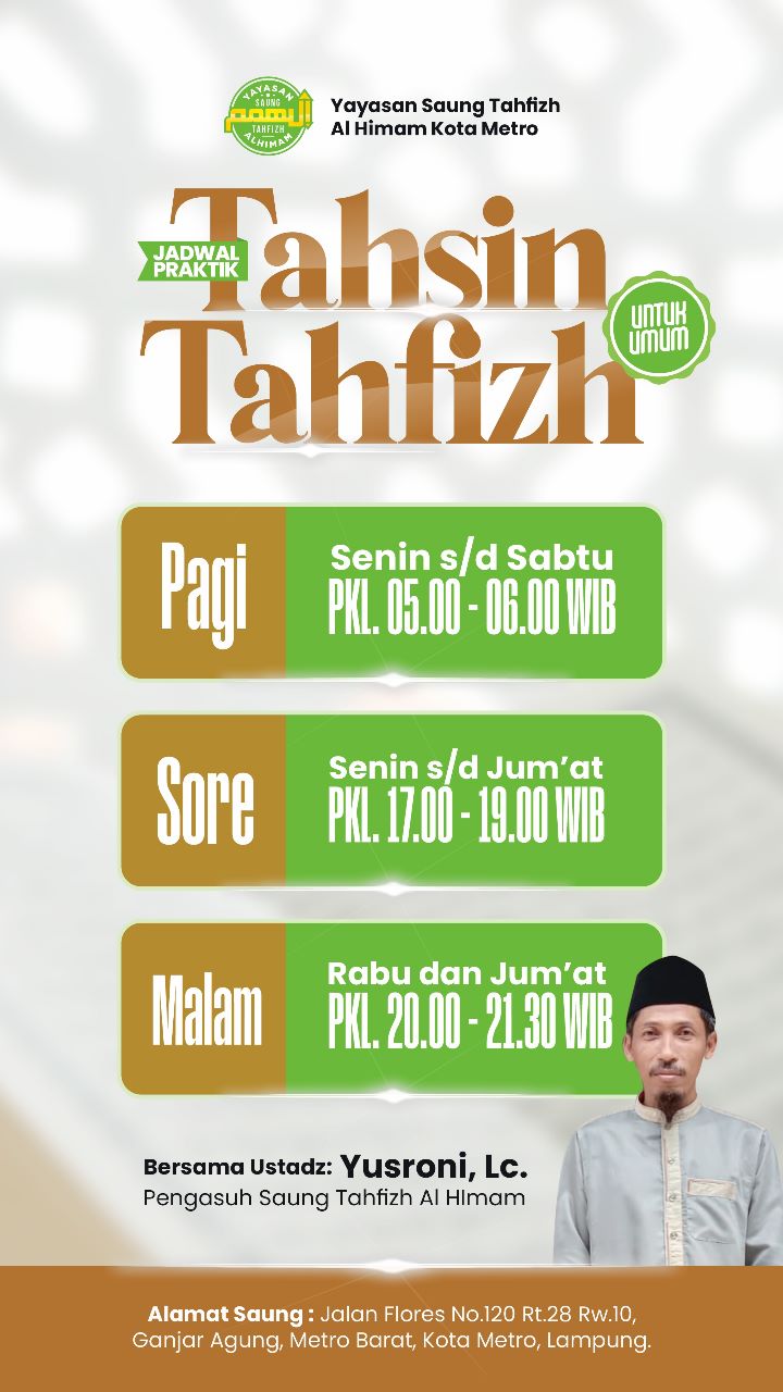 Jadwal Kegiatan Saung Tahfizh